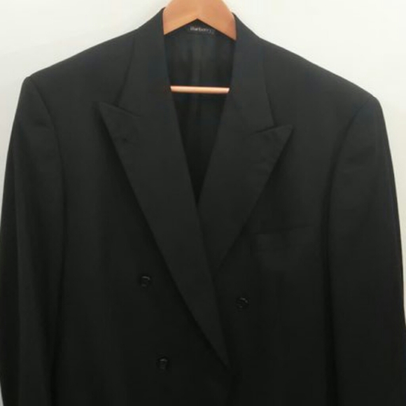 Vintage Burberry Navy Wool Double Breasted Suit Coat/Blazer - Picture 3 of 12